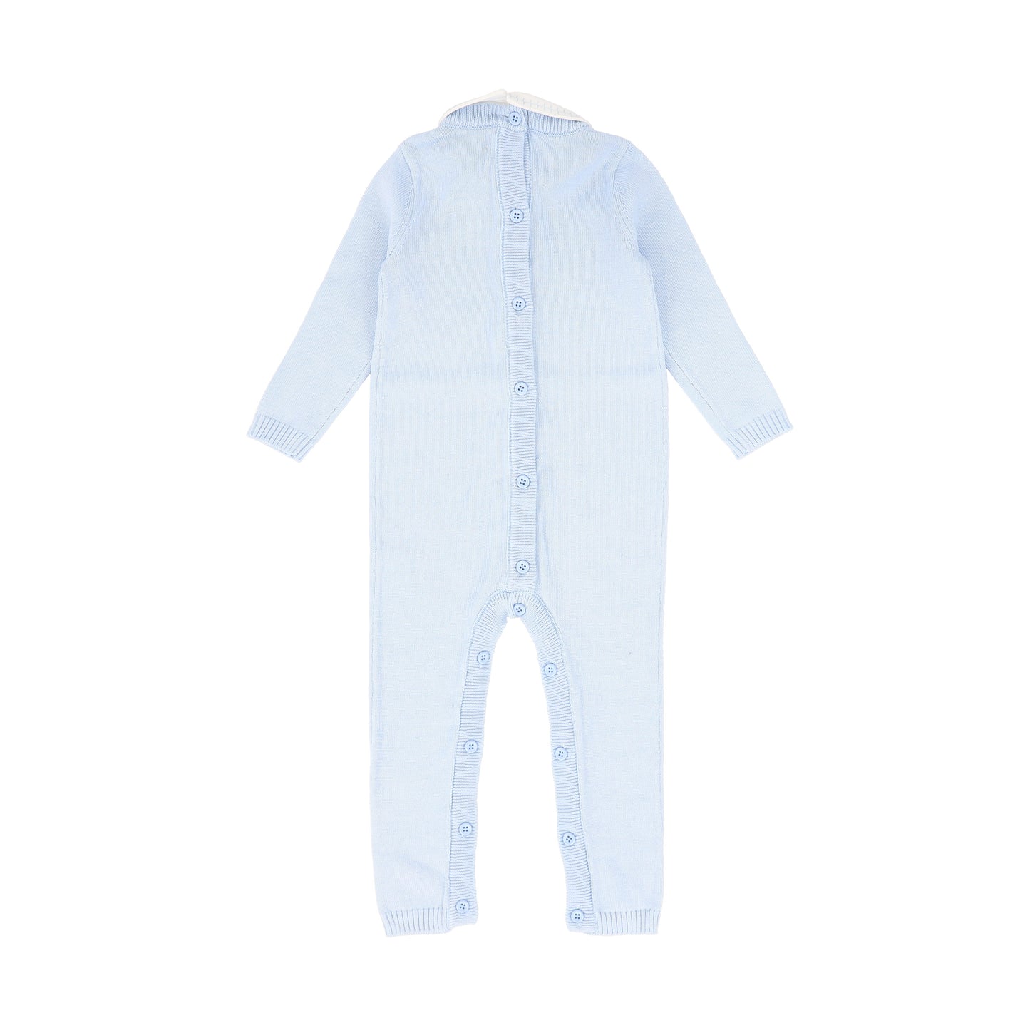 LE BOURDON BLUE KNIT CABLE STRIPE COLLAR ROMPER