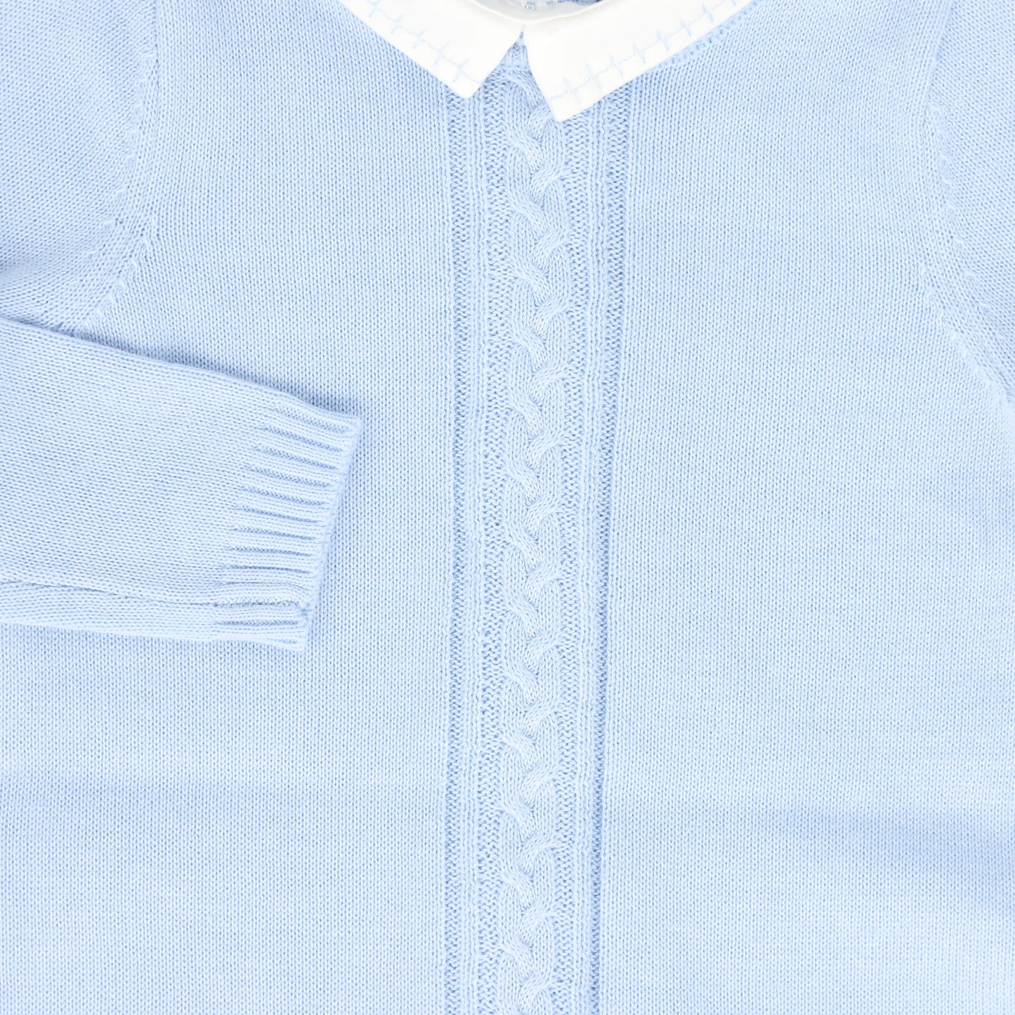 LE BOURDON BLUE KNIT CABLE STRIPE COLLAR ROMPER
