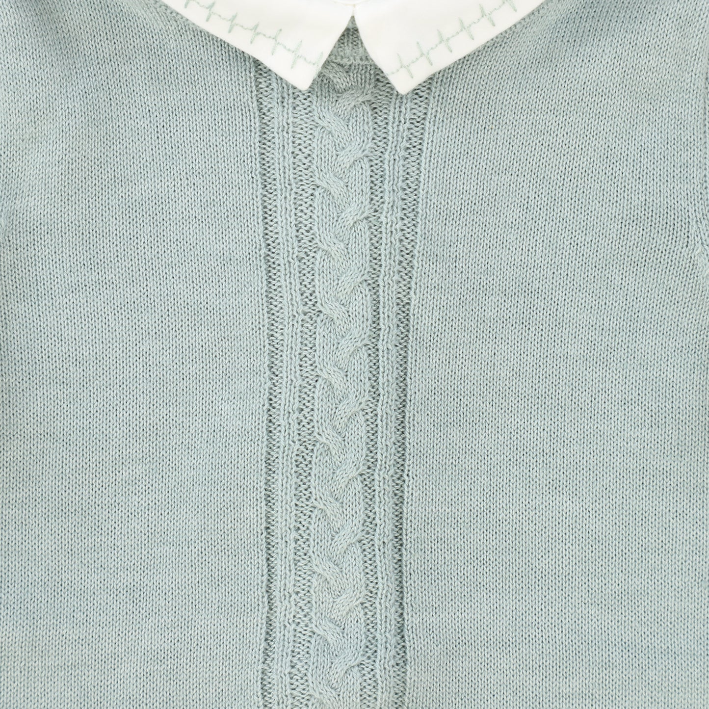 LE BOURDON GREEN KNIT CABLE STRIPE COLLAR ROMPER