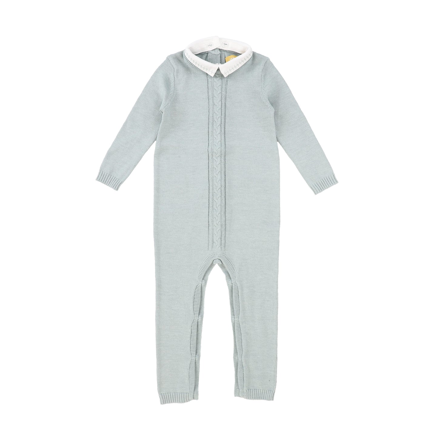 LE BOURDON GREEN KNIT CABLE STRIPE COLLAR ROMPER