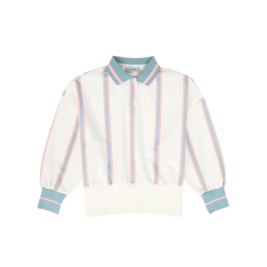 VALENTINA BLUE STRIPE POLO SWEATSHIRT