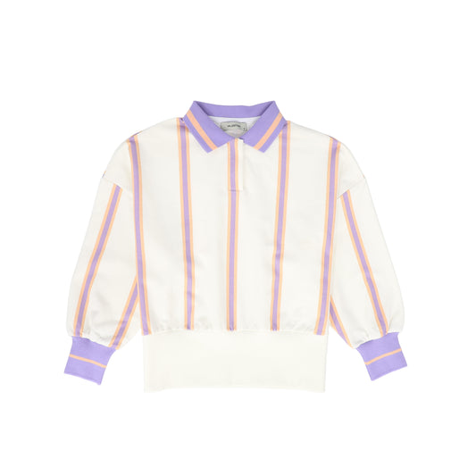VALENTINA PURPLE STRIPE POLO SWEATSHIRT