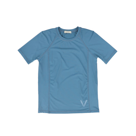 VALENTINA BLUE SEAMED SWIM SS SHIRT