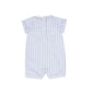 LE BOURDON BLUE DOUBLE STRIPE BUTTON PLEAT ROMPER