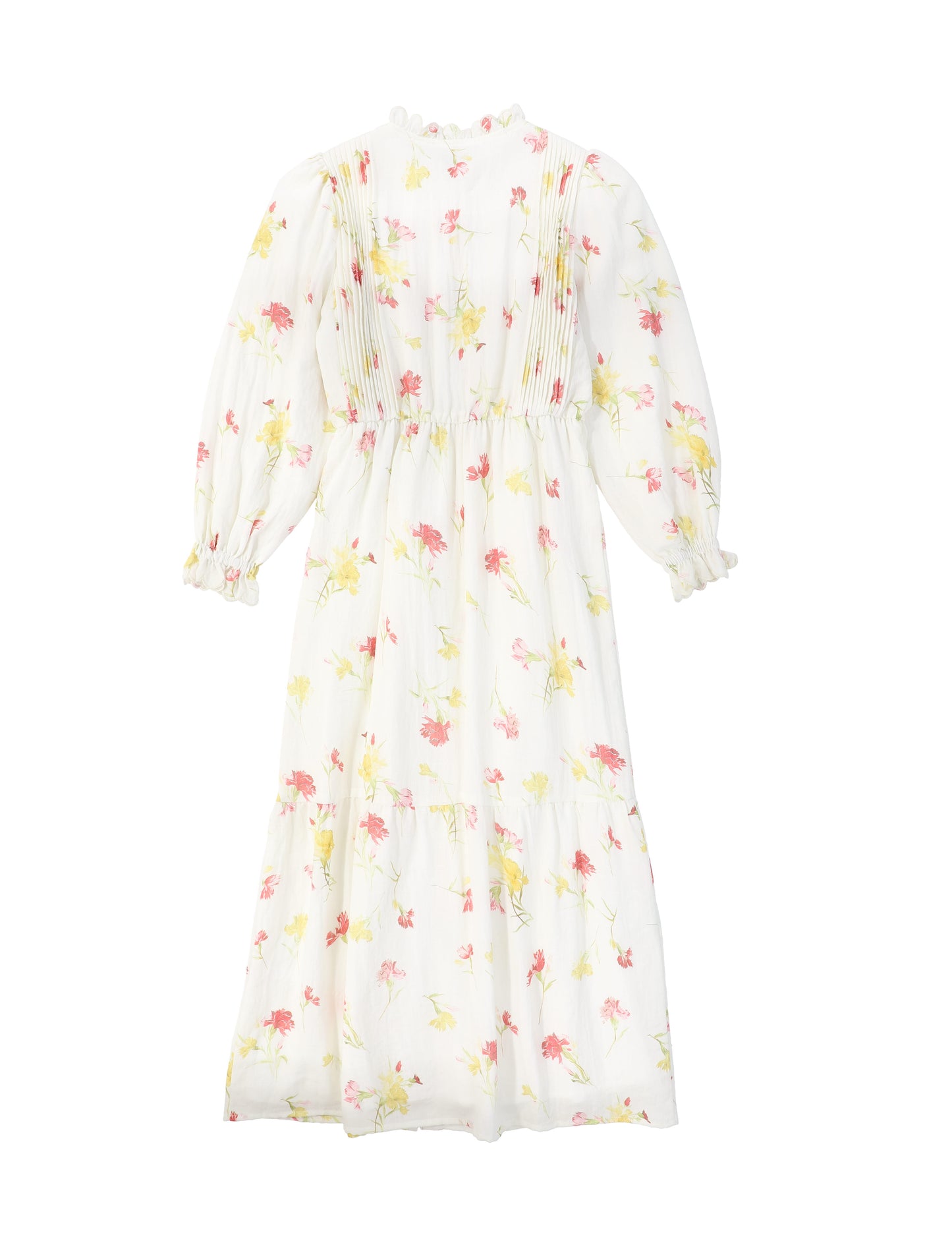 VALENTINA IVORY PETITE FLORAL PUFF SLEEVE DRESS [FINAL SALE]