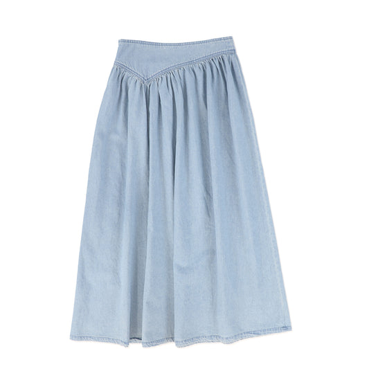 VALENTINA LIGHT BLUE V WAIST DENIM SKIRT