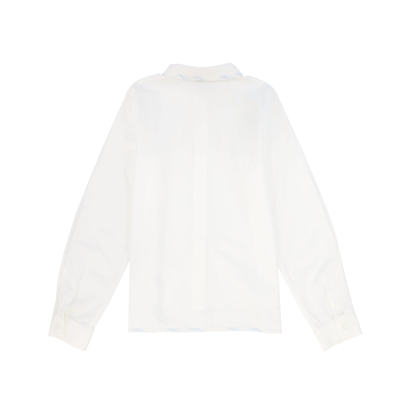 BAMBOO WHITE/BLUE STRIPE TRIM COLLAR BLOUSE