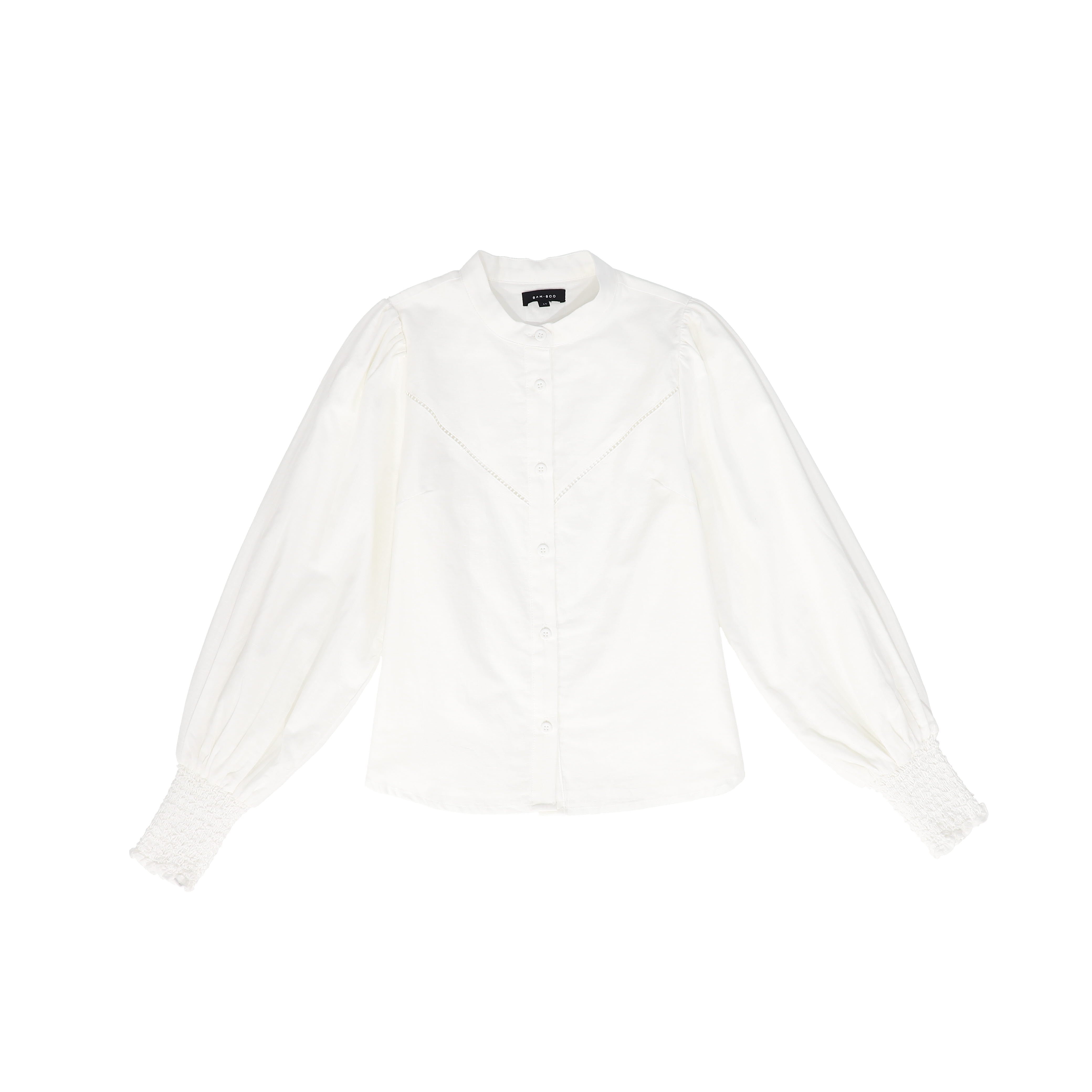 BAMBOO WHITE STITCHED LINEN BLOUSE [FINAL SALE] – Luibelle