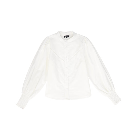 BAMBOO WHITE STITCHED LINEN BLOUSE