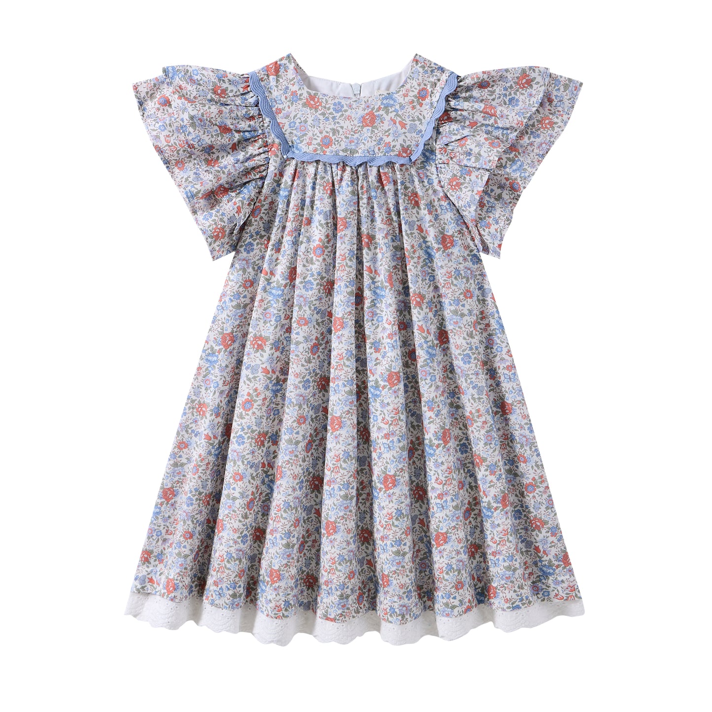 LIMONANA LIGHT BLUE/RED FLORAL DRESS