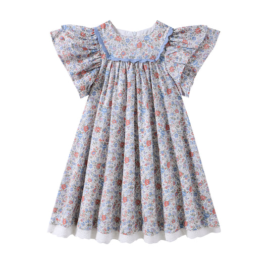 LIMONANA LIGHT BLUE/RED FLORAL DRESS
