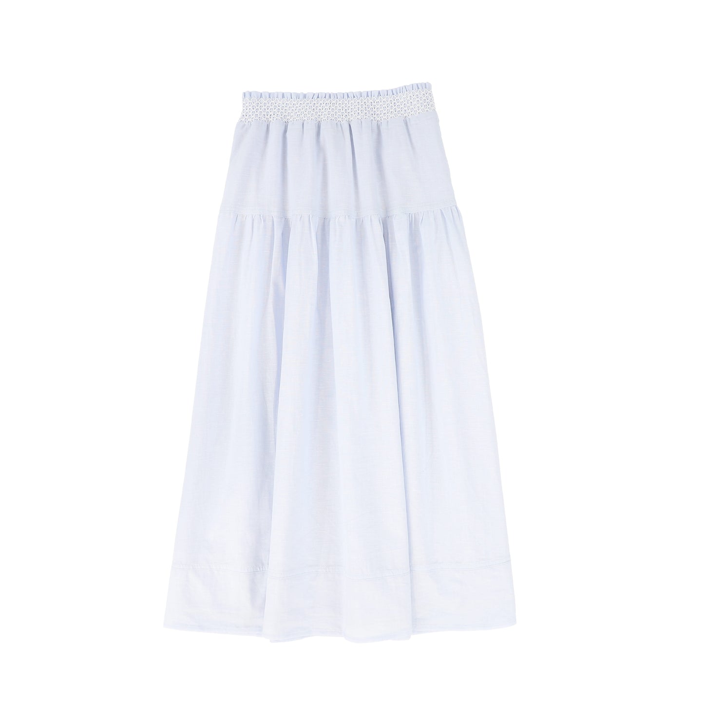 BAMBOO LIGHT BLUE STITCHED LINEN MAXI SKIRT