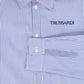 TRUSSARDI BLUE/WHITE STRIPED LOGO COLLAR SHIRT