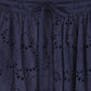 VALENTINA NAVY EYELET WAISTED MIDI SKIRT