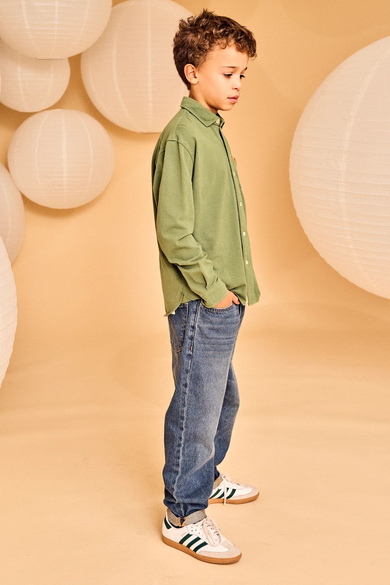 A076 HUNTER GREEN PIQUE COLLAR SHIRT