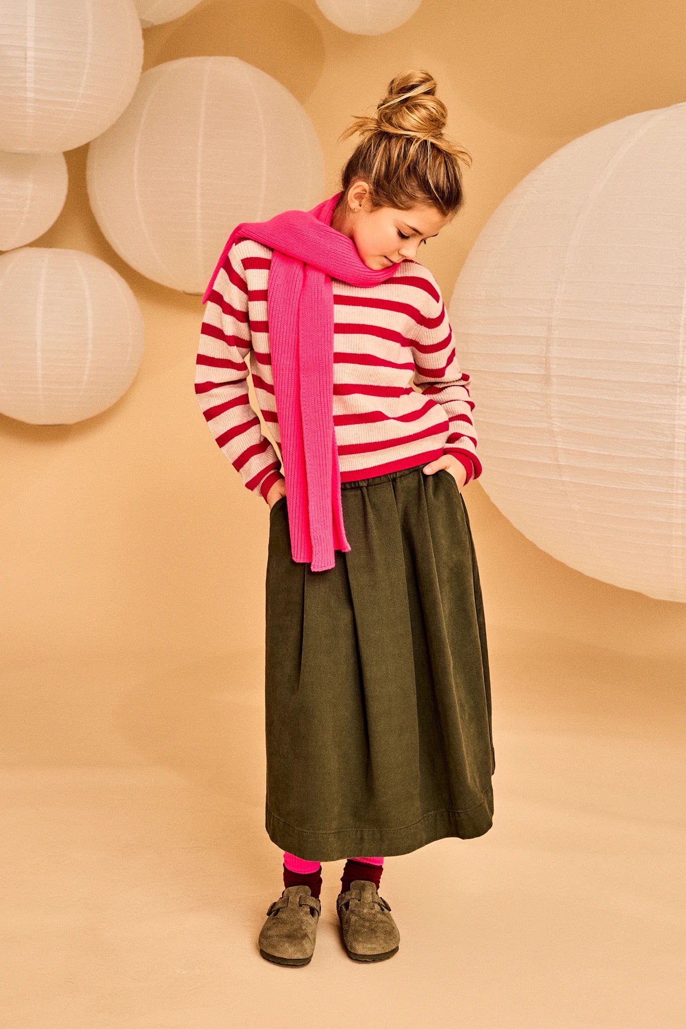 A076 FOREST GREEN MIDI SKIRT