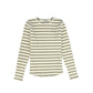 VALENTINA GREEN RIBBED STRIPED TEE