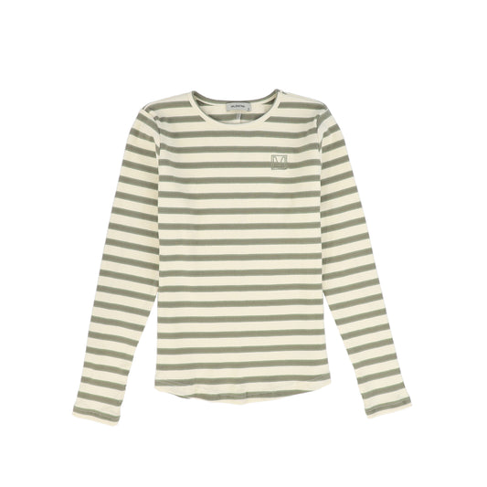 VALENTINA GREEN RIBBED STRIPED TEE