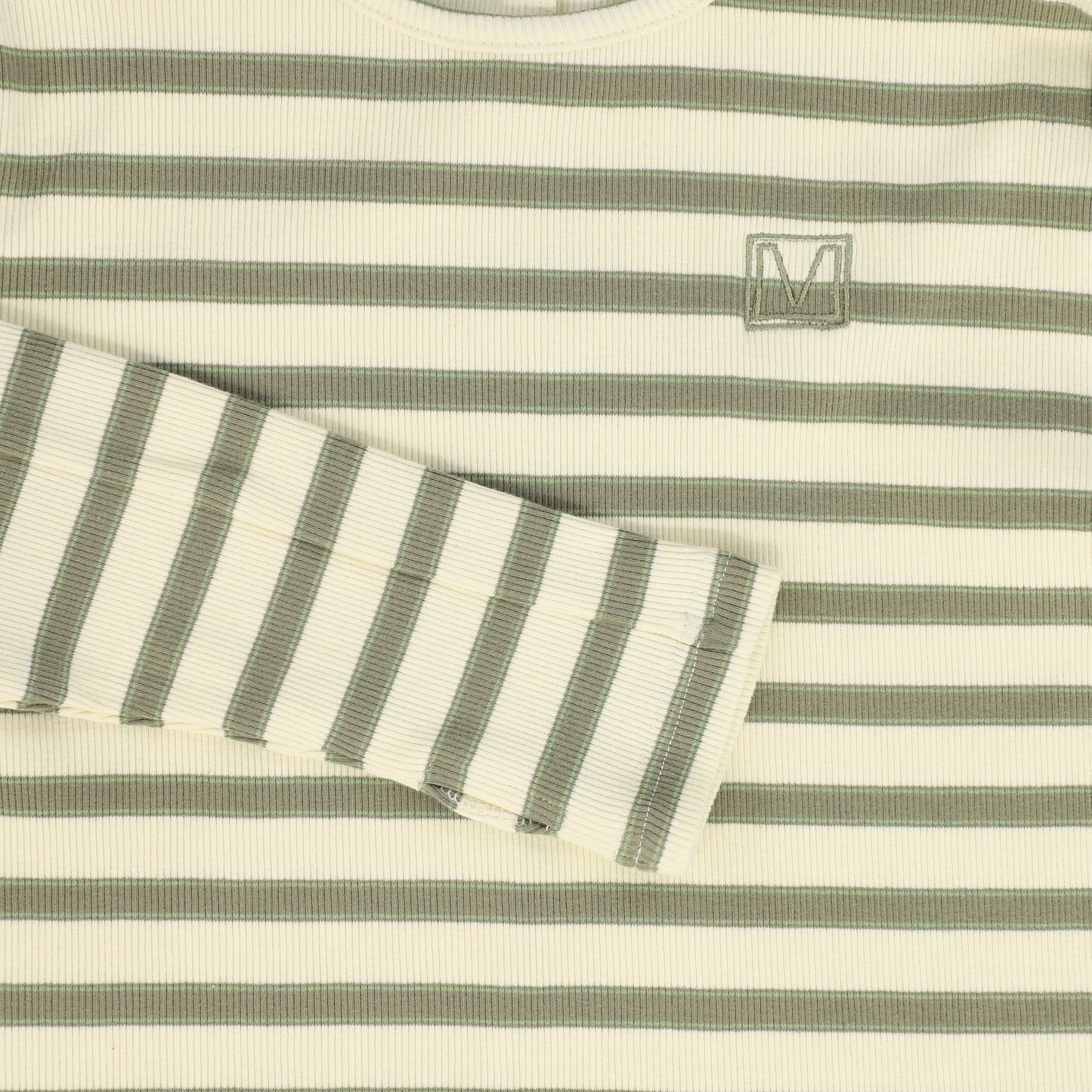 VALENTINA GREEN RIBBED STRIPED TEE