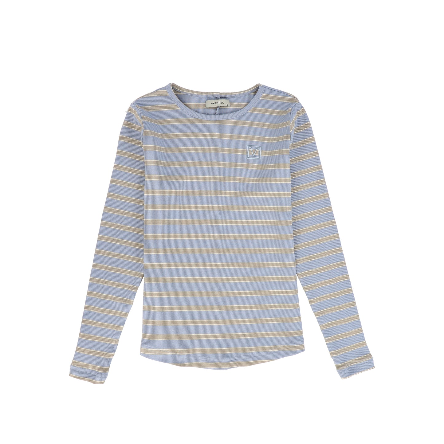VALENTINA BLUE RIBBED STRIPED TEE