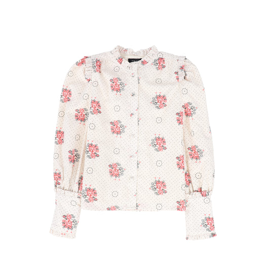 BAMBOO FLORAL BUNCH DOTTED BLOUSE