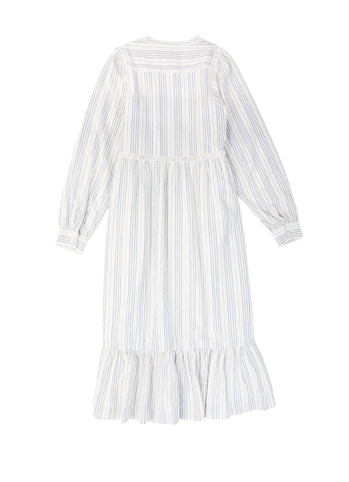 VALENTINA LIGHT BLUE STRIPED LACE TRIM DRESS