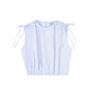 VALENTINA BLUE STRIPED LINEN BUBBLE BLOUSE