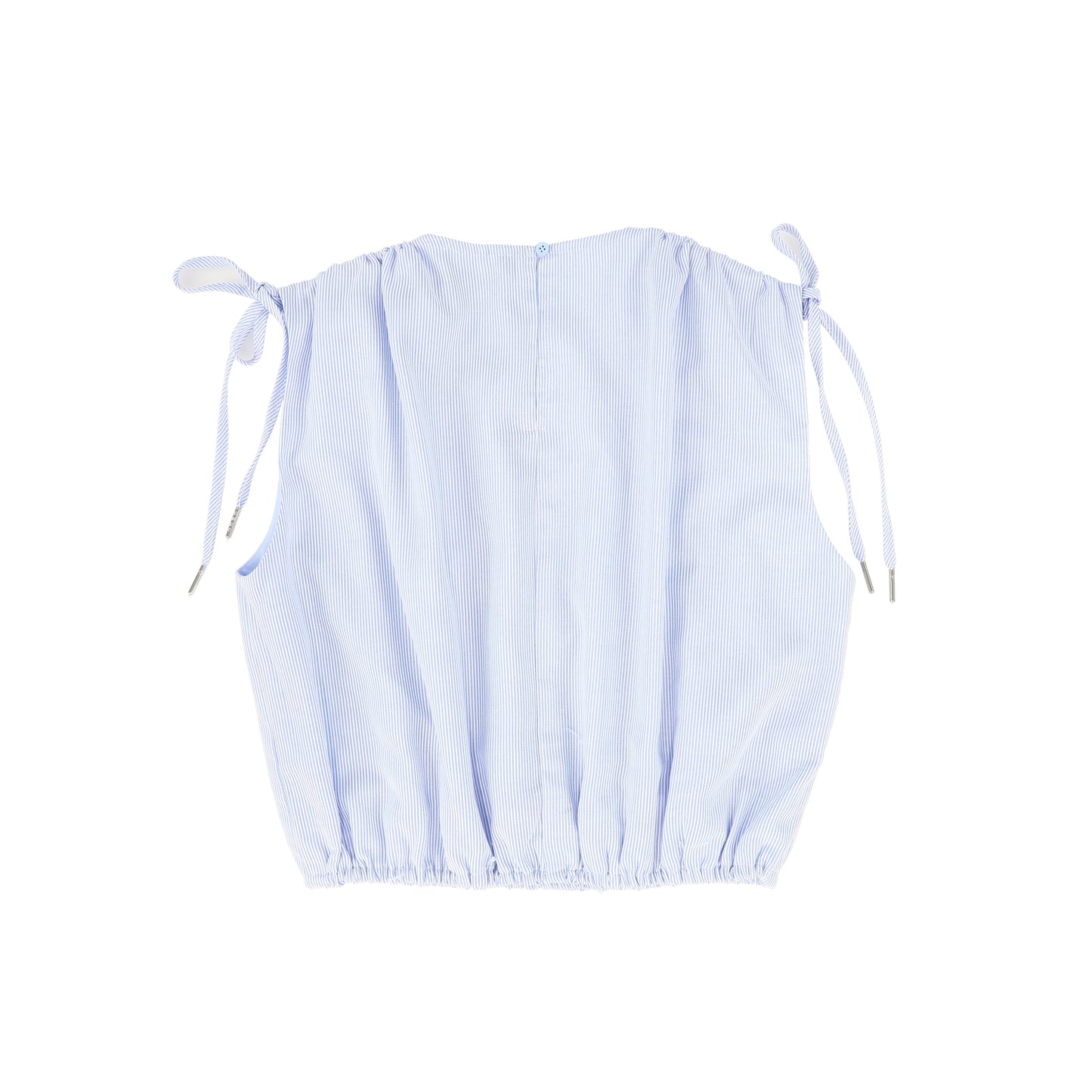 VALENTINA BLUE STRIPED LINEN BUBBLE BLOUSE