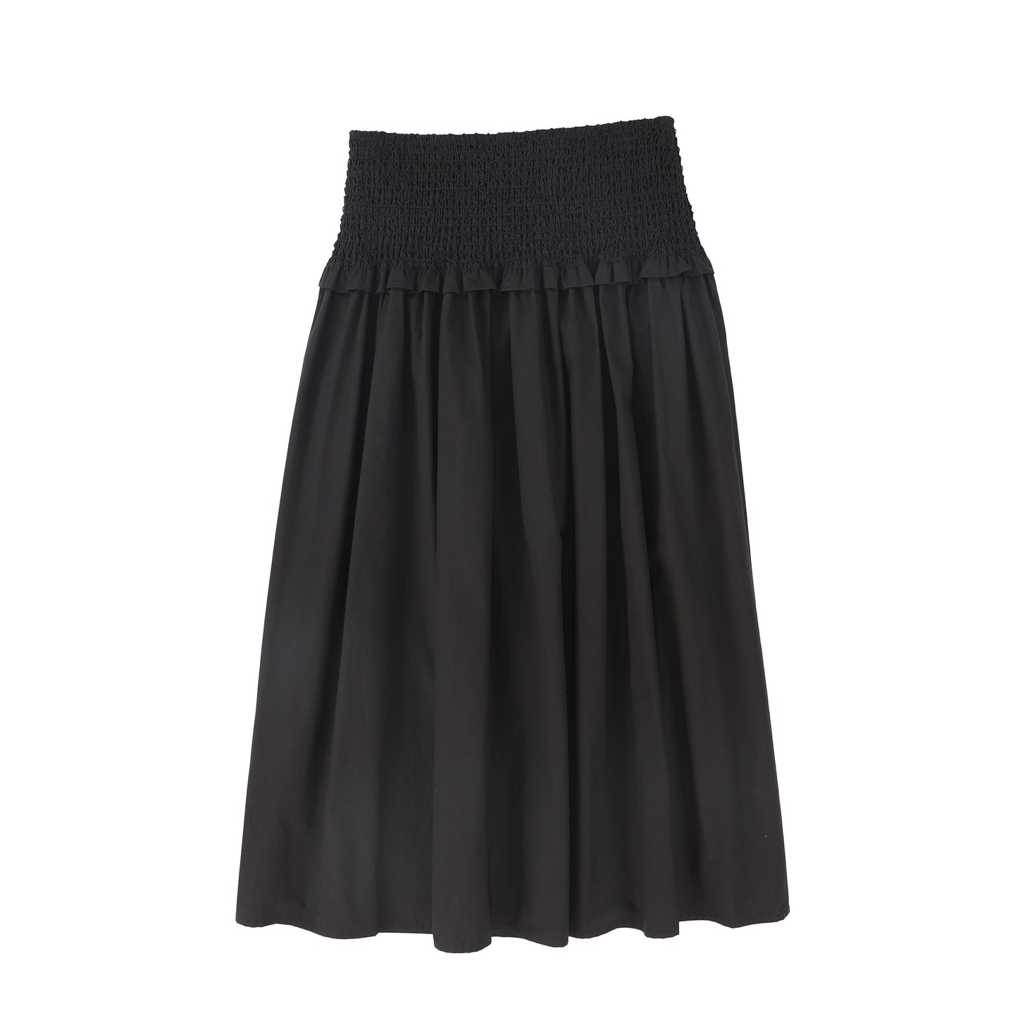 VALENTINA BLACK SMOCK WAIST COTTON SKIRT