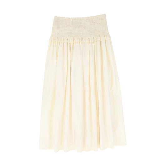 VALENTINA CREAM SMOCK WAIST COTTON SKIRT
