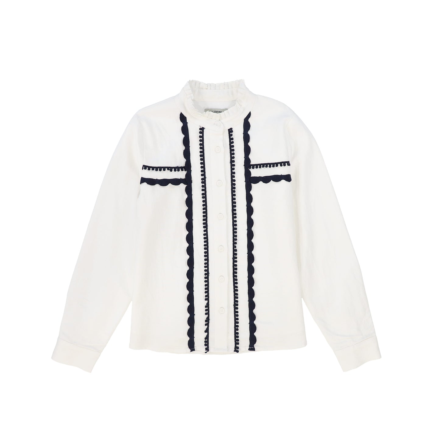 VALENTINA WHITE SCALLOP TRIMMED BLOUSE