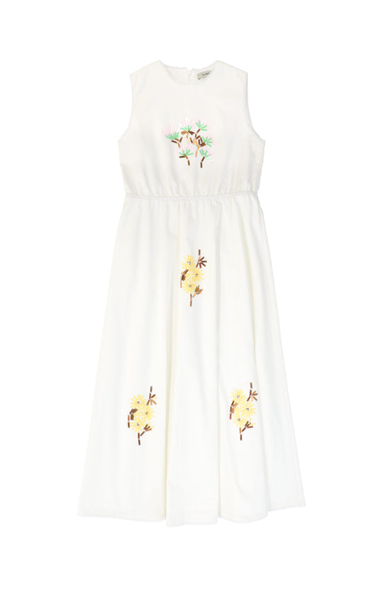 VALENTINA WHITE EMBROIDERED FLOWER POPLIN JUMPER