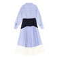 VALENTINA LIGHT BLUE STRIPED PLEATED COMBO DRESS