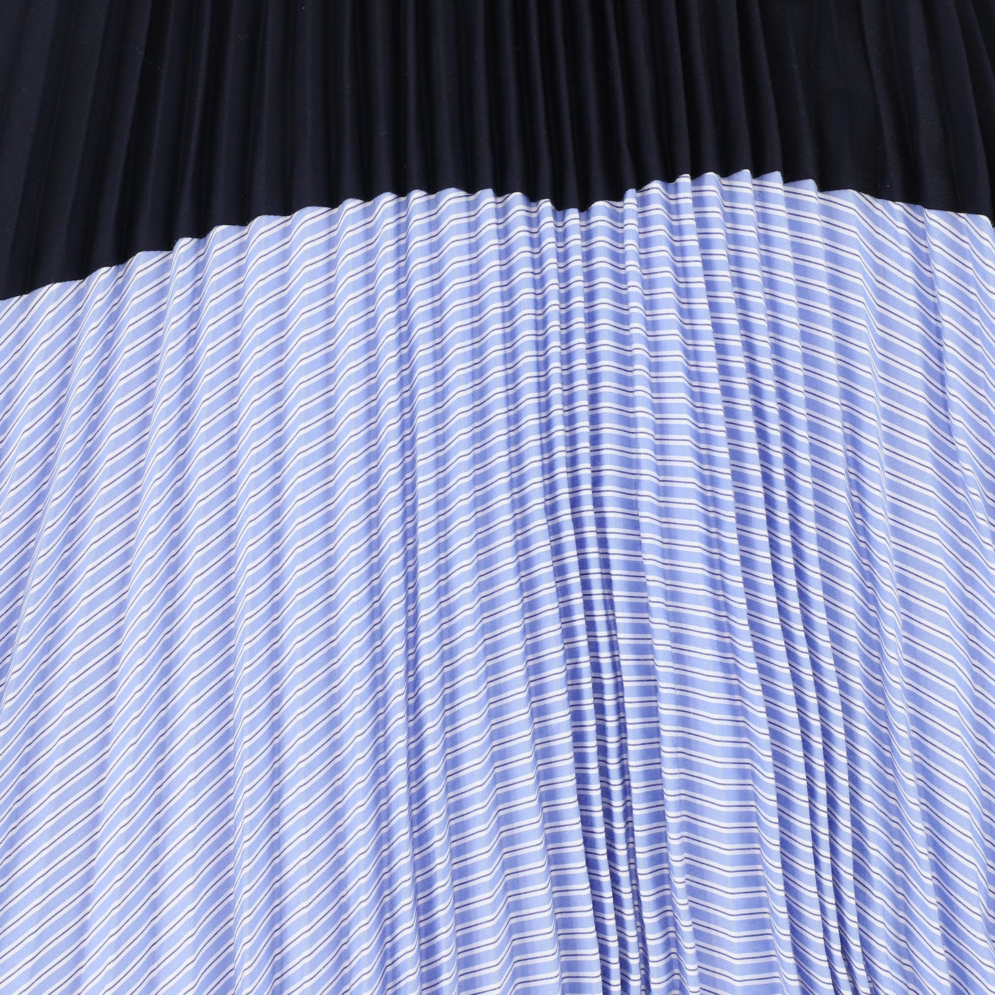 VALENTINA LIGHT BLUE STRIPED PLEATED COMBO DRESS