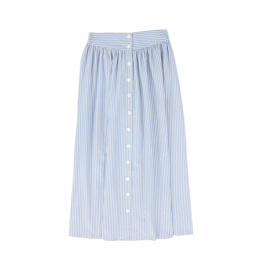 VALENTINA BLUE STRIPED POPLIN MAXI SKIRT [FINAL SALE]