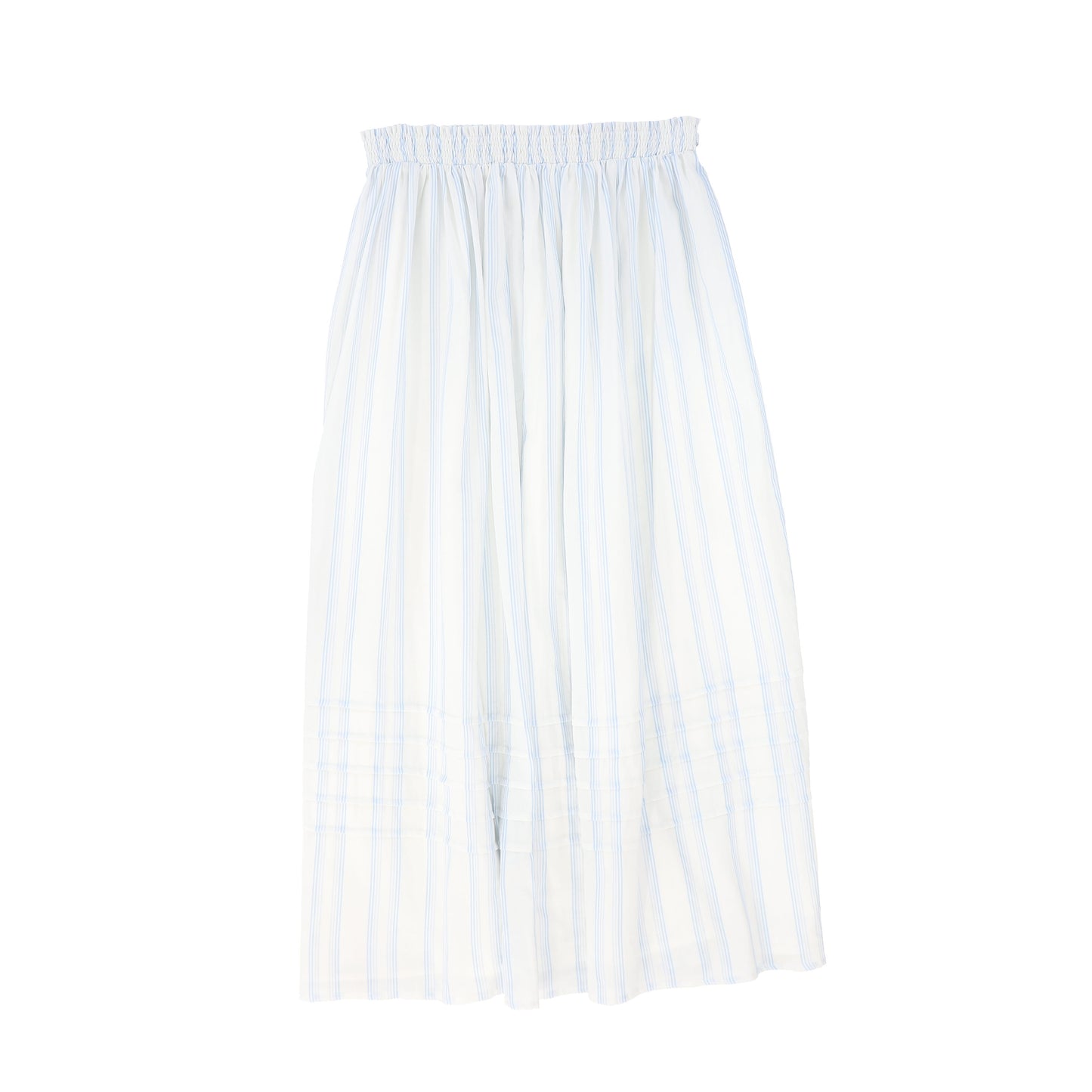 BAMBOO WHITE/BLUE LINEN STRIPED BELTED SKIRT