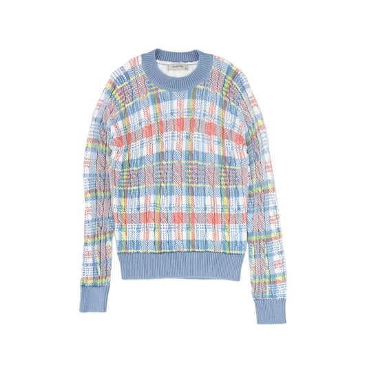 VALENTINA MULTI DENIM PLAID PRINT SWEATER