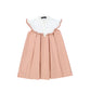 FRANCESCA GUILIANO WHITE/ SALMON PIPED RUFFLE TRIM COLLAR DRESS
