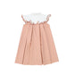FRANCESCA GUILIANO WHITE/ SALMON PIPED RUFFLE TRIM COLLAR DRESS