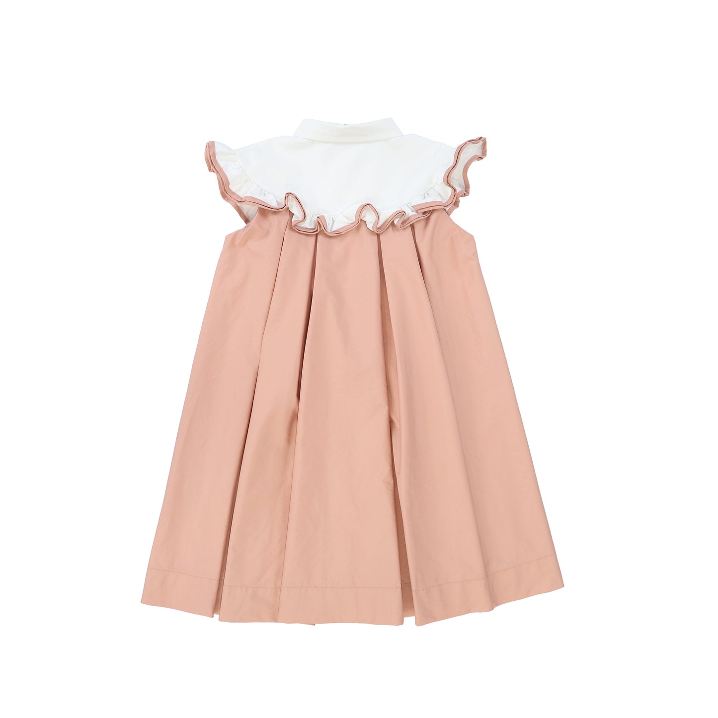 FRANCESCA GUILIANO WHITE/ SALMON PIPED RUFFLE TRIM COLLAR DRESS