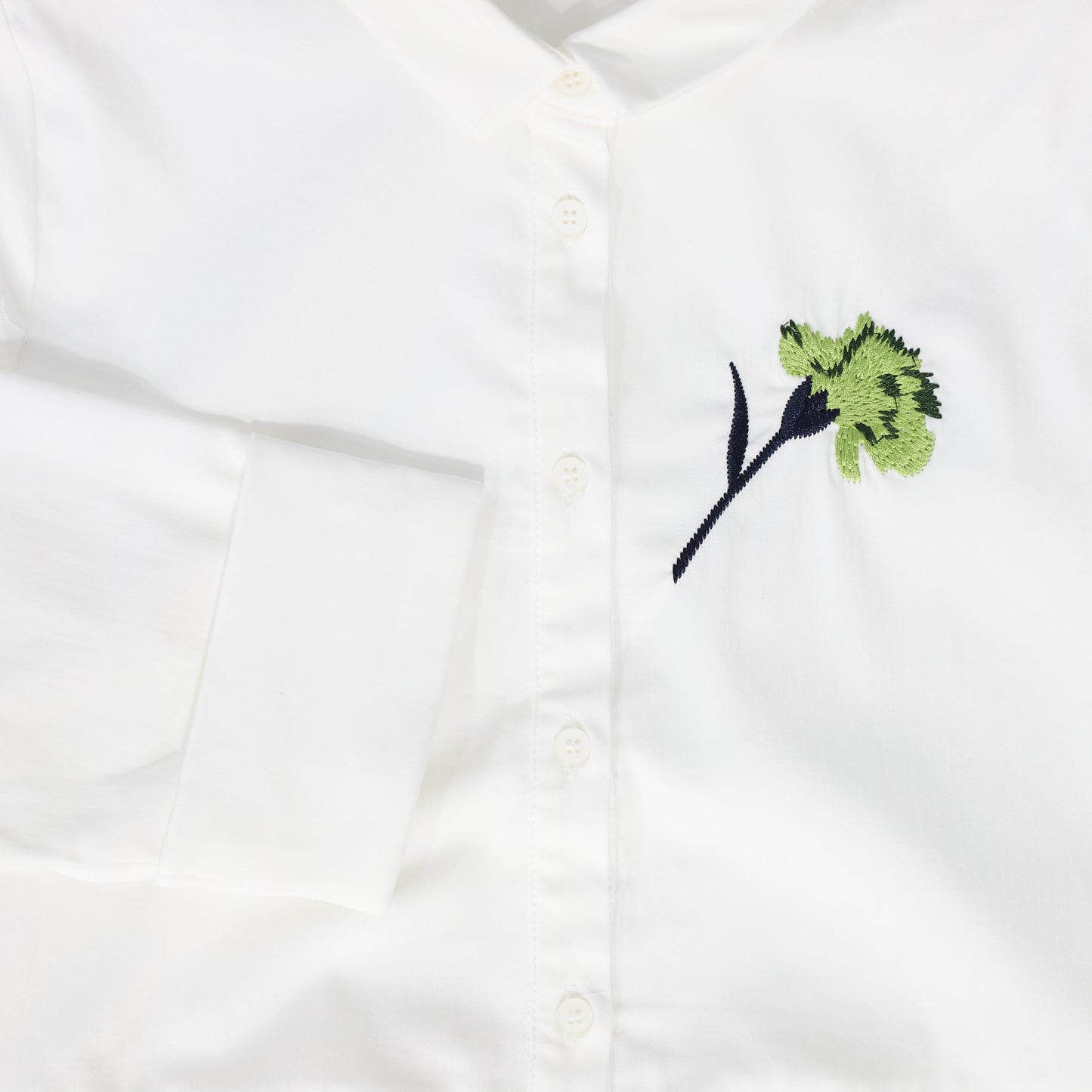 VALENTINA WHITE EMBROIDERED FLOWER SHIRT DRESS [FINAL SALE]