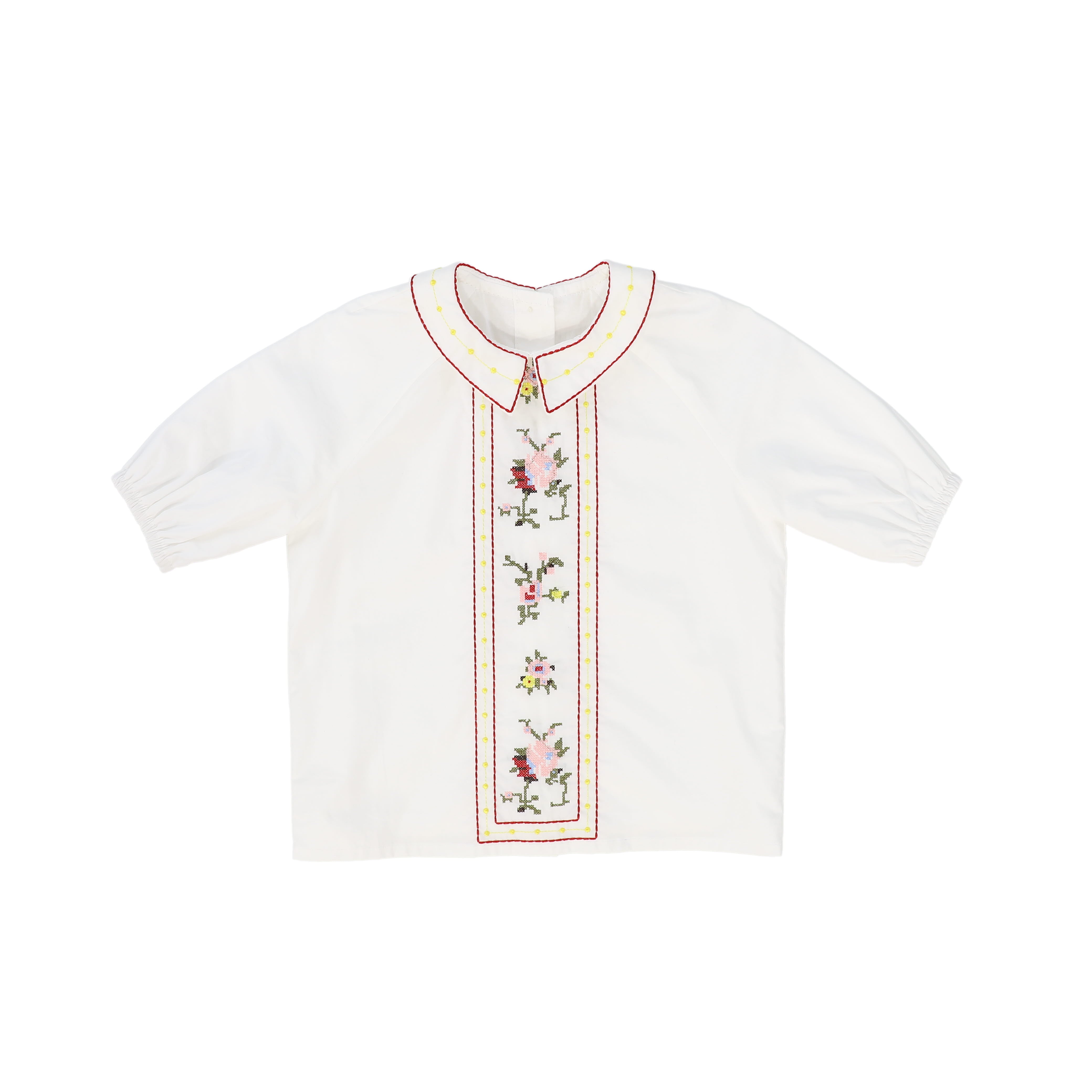 BAMBOO WHITE EMBROIDERED FLOWER BLOUSE [FINAL SALE] – Luibelle