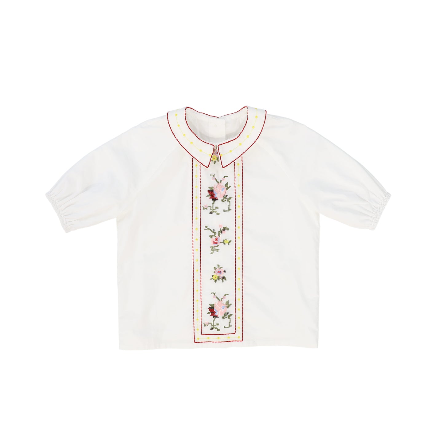 BAMBOO WHITE EMBROIDERED FLOWER BLOUSE