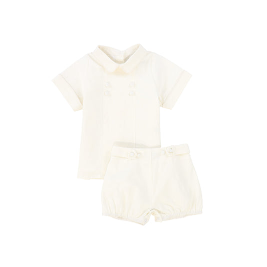 FRANCESCA GUILIANO WHITE PIPED LINEN COLLAR SET