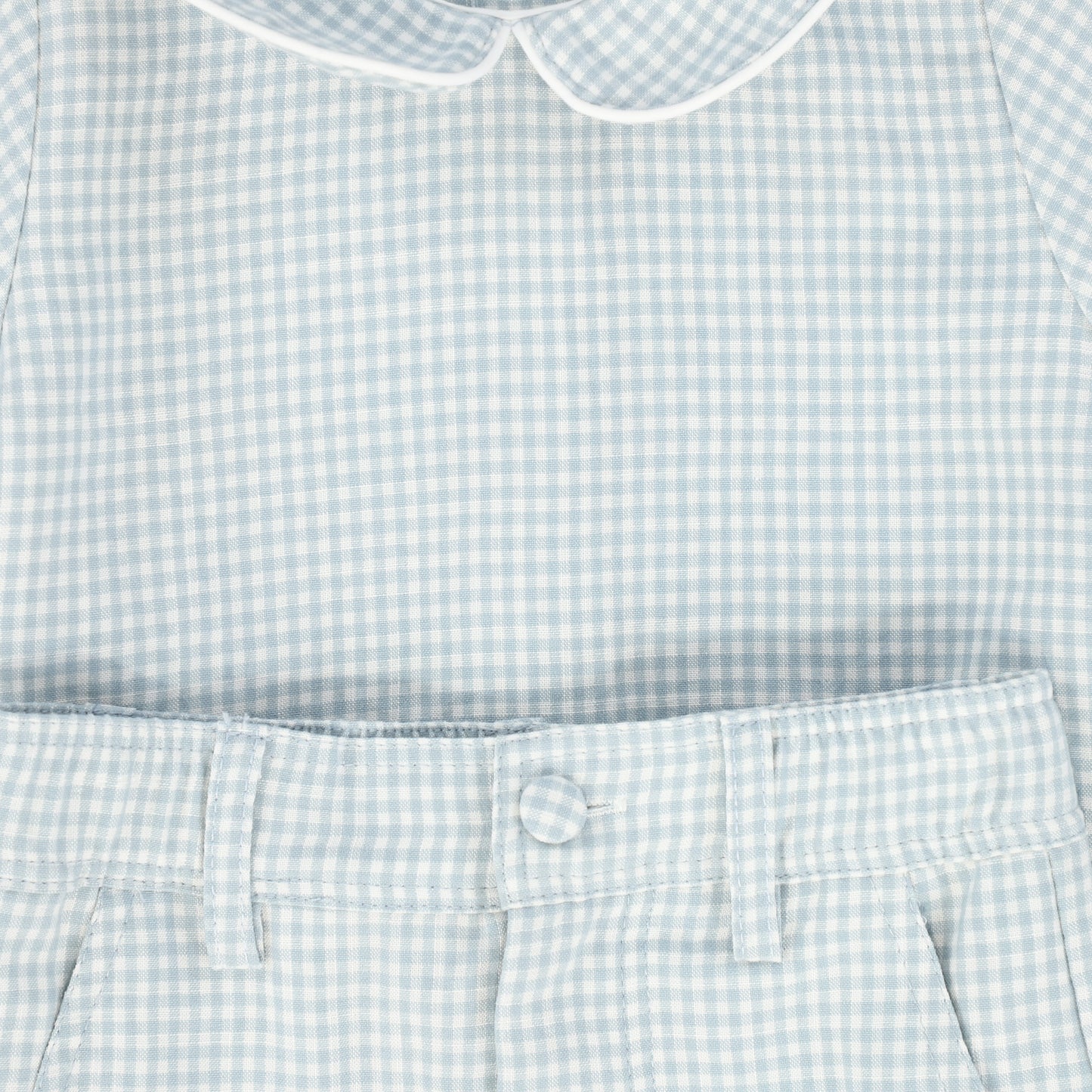 LE BOURDON BLUE LINEN PIPED COLLAR SET