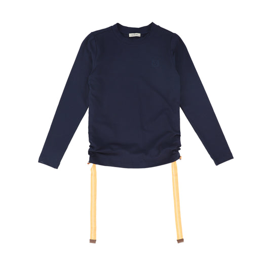 VALENTINA NAVY SIDE RUCHED TEE