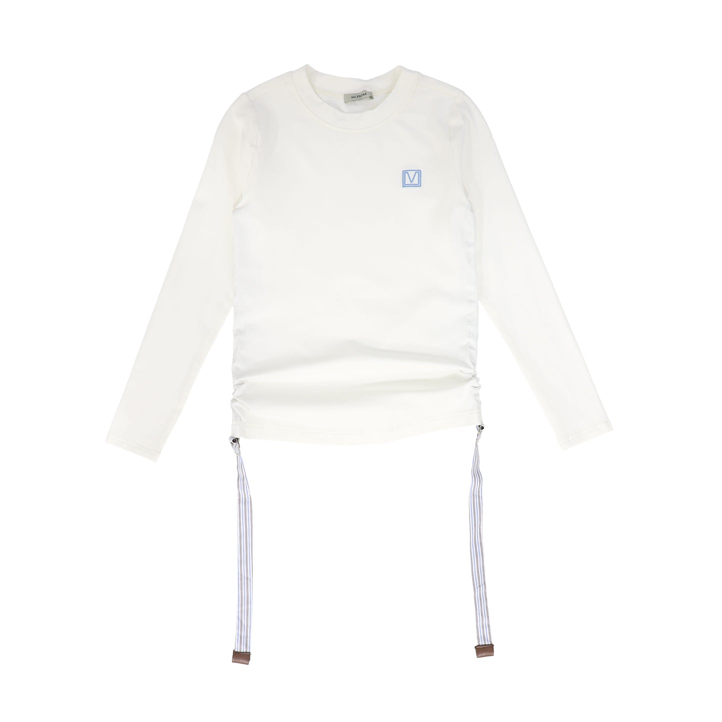 VALENTINA WHITE SIDE RUCHED TEE [FINAL SALE]