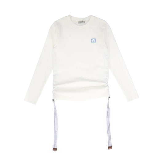 VALENTINA WHITE SIDE RUCHED TEE