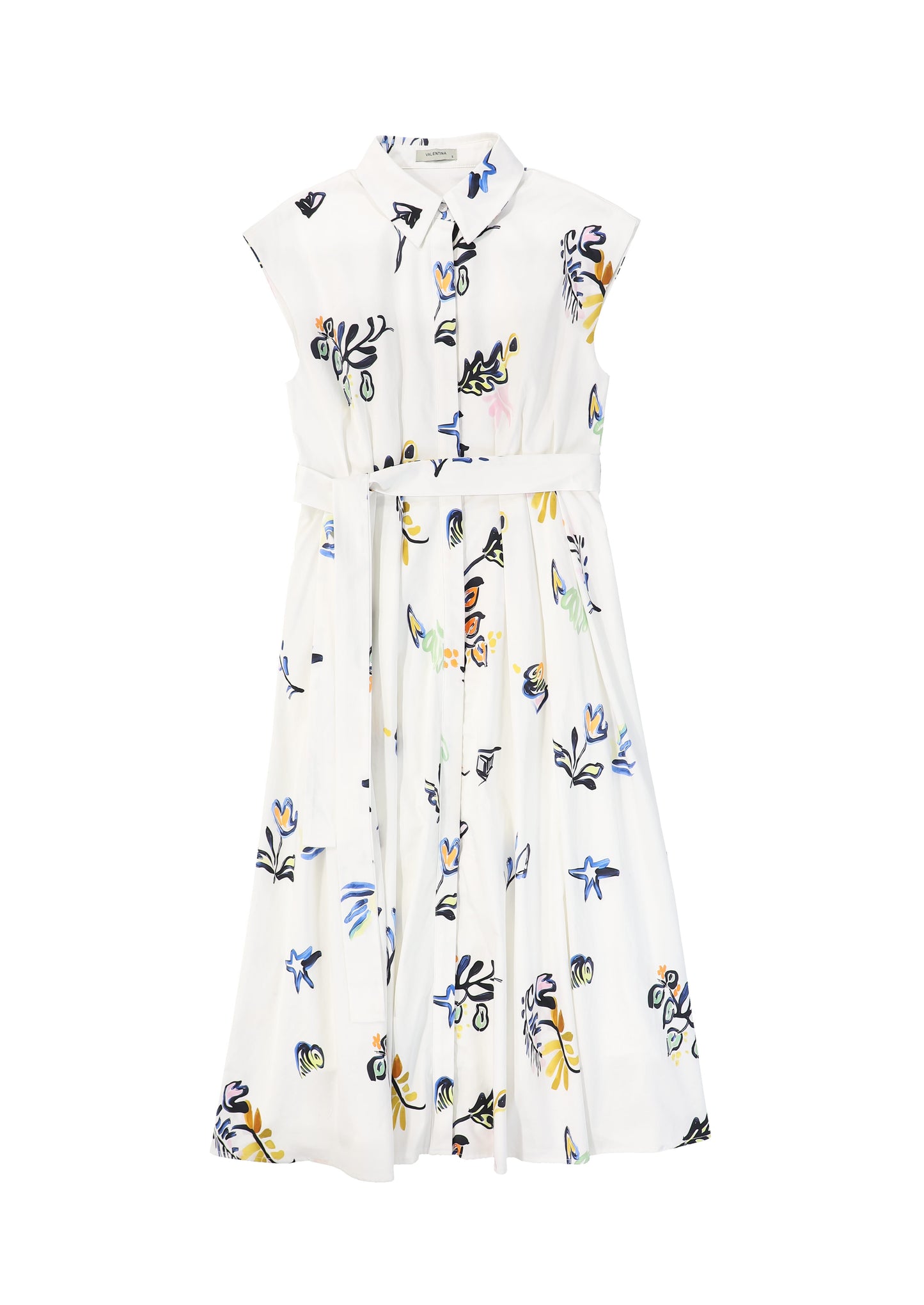 VALENTINA NAVY/WHITE POPLIN PRINTED DRESS
