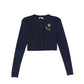 VALENTINA NAVY RIBBED KNIT EMBROIDERED CARDIGAN